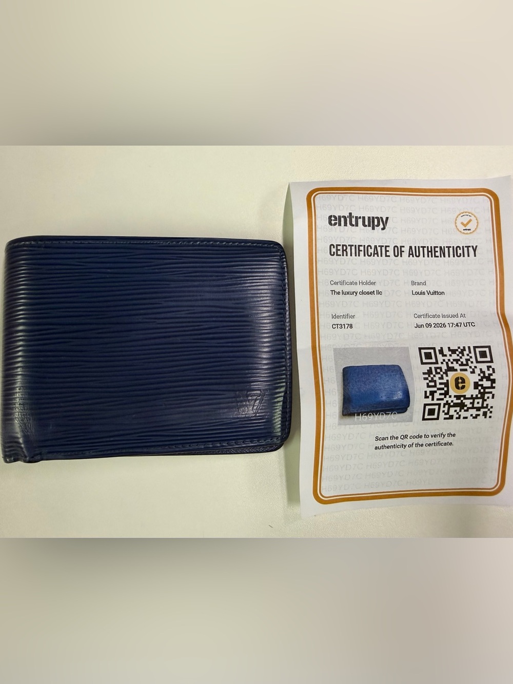 Louis Vuitton Navy Blue Epi Leather Bifold Wallet